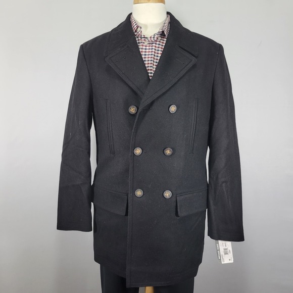 Michael Kors KEIRAN Overcoat Men's Size 40R Black Wool‎ Blend NEW